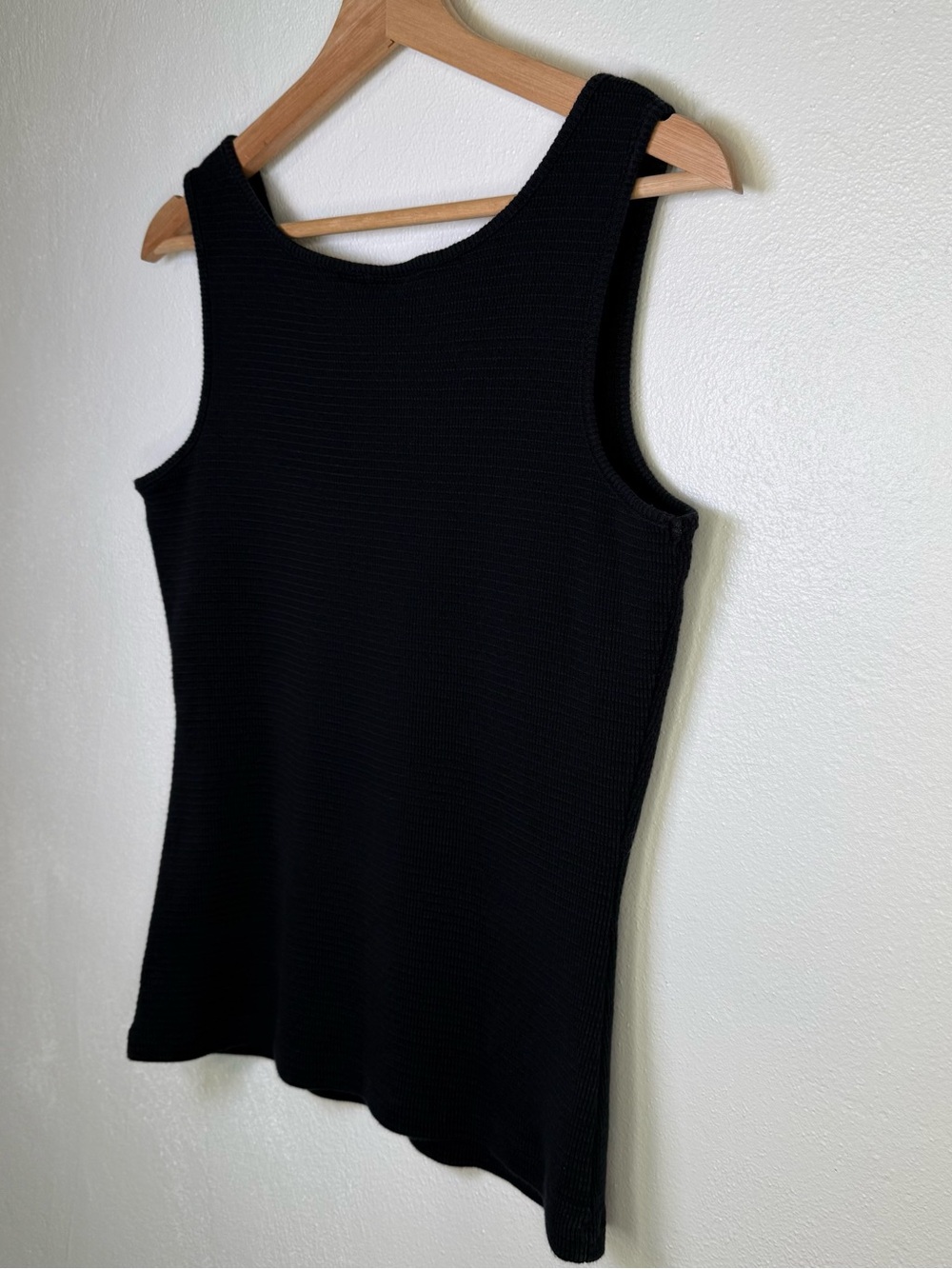 Bisou Bisou Women's Vintage Y2K Black Ribbed Knit Fitted Boho Tank Top Size XL - Picture 14 of 16